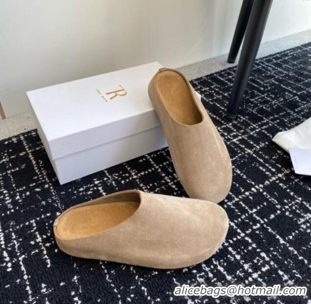 Top Quality The Row Huge Mule in Suede TR1407 Light Brown 2025