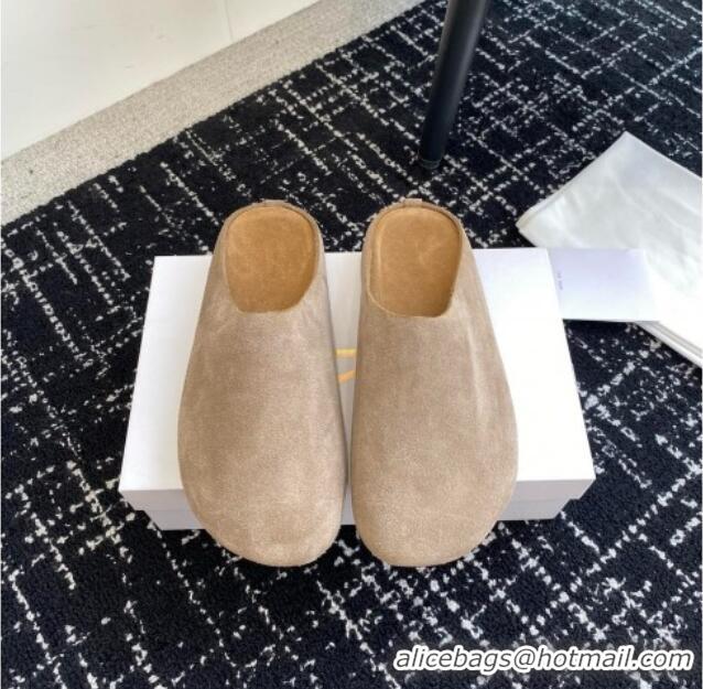 Top Quality The Row Huge Mule in Suede TR1407 Light Brown 2025