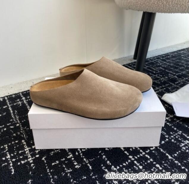 Top Quality The Row Huge Mule in Suede TR1407 Light Brown 2025
