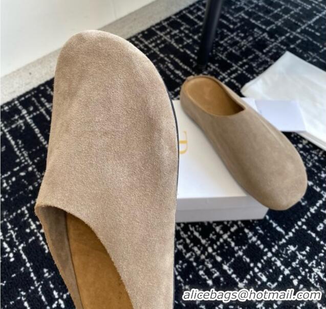 Top Quality The Row Huge Mule in Suede TR1407 Light Brown 2025