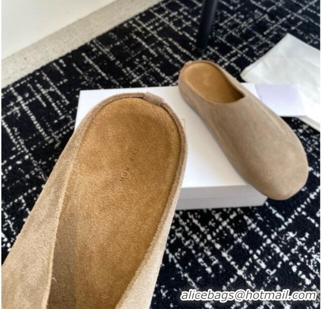 Top Quality The Row Huge Mule in Suede TR1407 Light Brown 2025