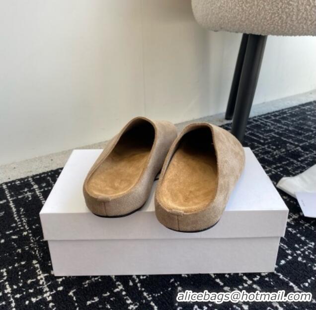 Top Quality The Row Huge Mule in Suede TR1407 Light Brown 2025