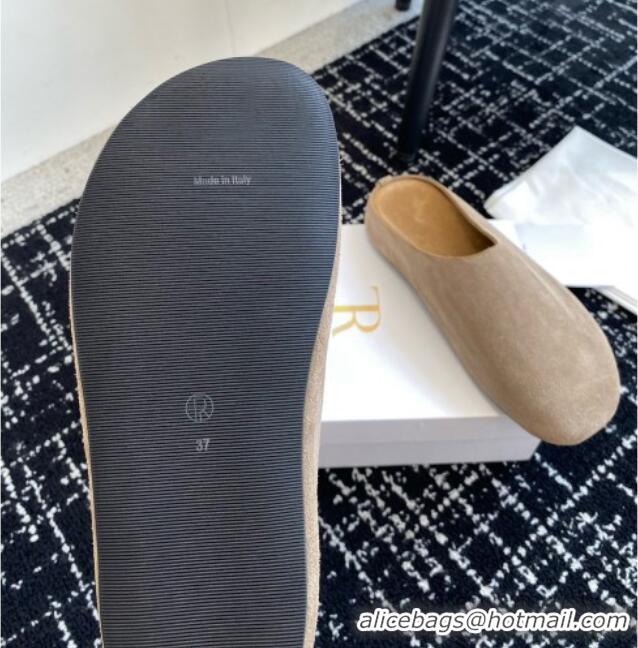 Top Quality The Row Huge Mule in Suede TR1407 Light Brown 2025