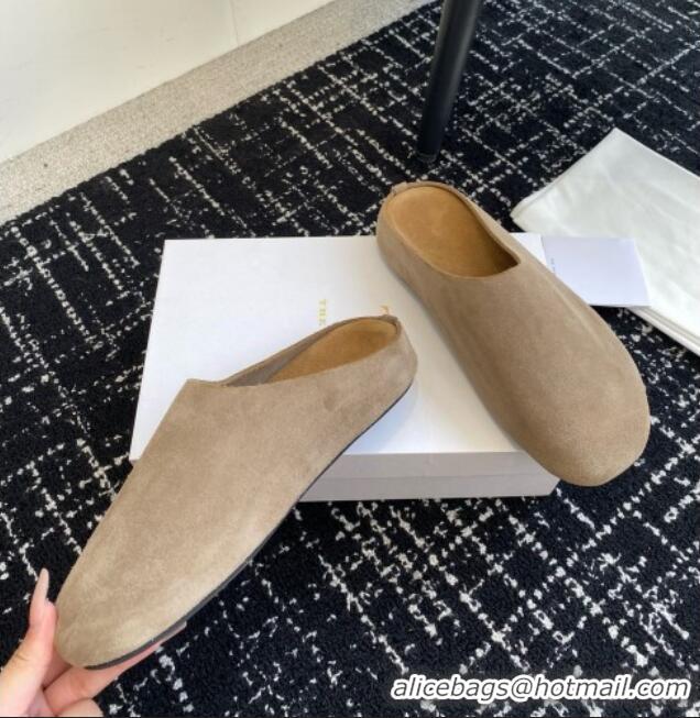Top Quality The Row Huge Mule in Suede TR1407 Light Brown 2025