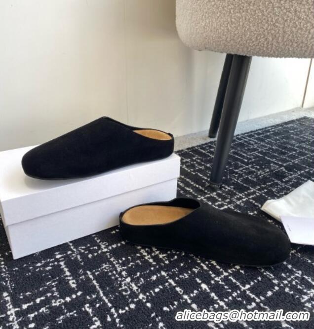 High Quality The Row Huge Mule in Suede TR1407 Black 2025