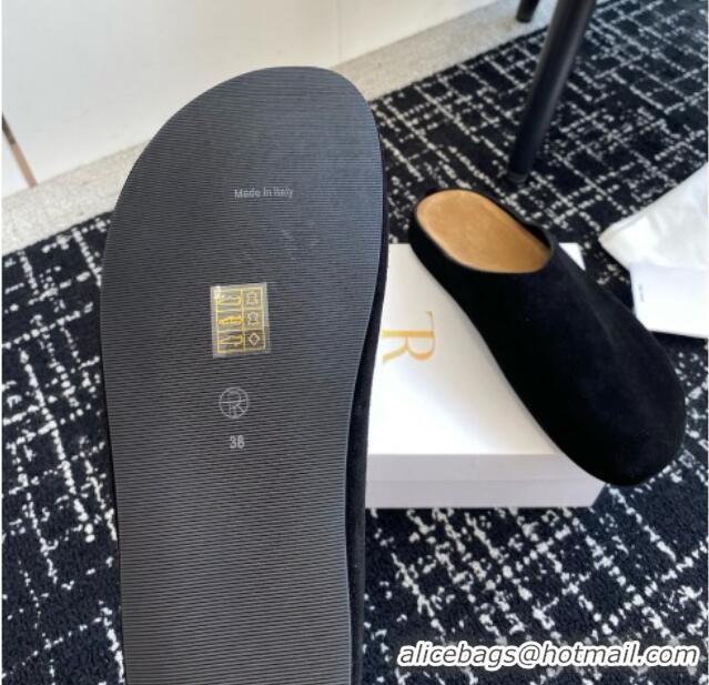 High Quality The Row Huge Mule in Suede TR1407 Black 2025