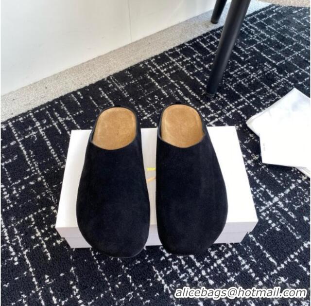 High Quality The Row Huge Mule in Suede TR1407 Black 2025