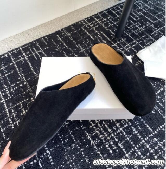 High Quality The Row Huge Mule in Suede TR1407 Black 2025
