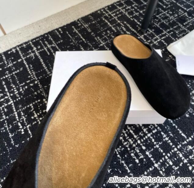 High Quality The Row Huge Mule in Suede TR1407 Black 2025