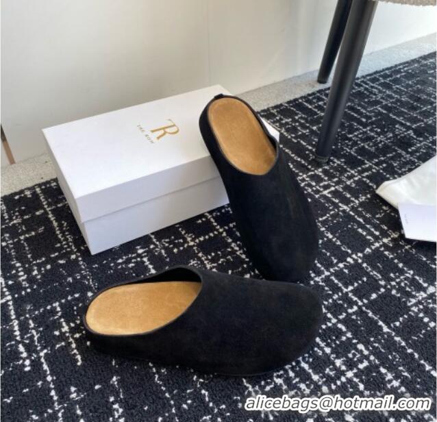 High Quality The Row Huge Mule in Suede TR1407 Black 2025