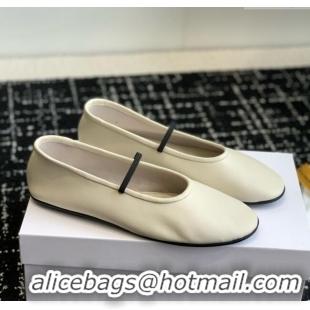 New Product The Row Elastic Ballet Slipper in Supple Calfskin TR1408 White 2025