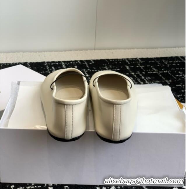 New Product The Row Elastic Ballet Slipper in Supple Calfskin TR1408 White 2025