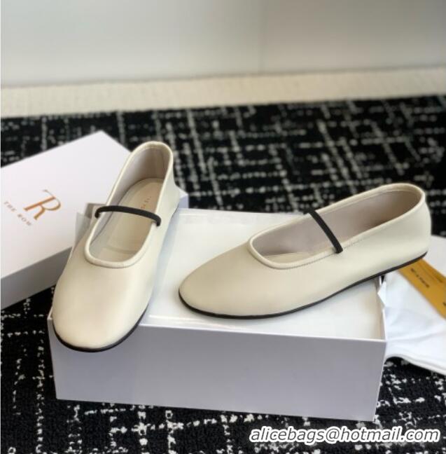 New Product The Row Elastic Ballet Slipper in Supple Calfskin TR1408 White 2025