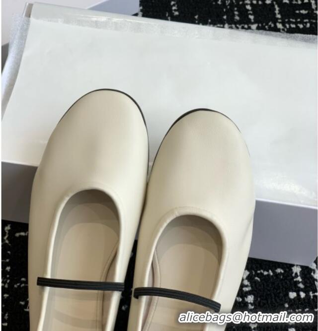 New Product The Row Elastic Ballet Slipper in Supple Calfskin TR1408 White 2025