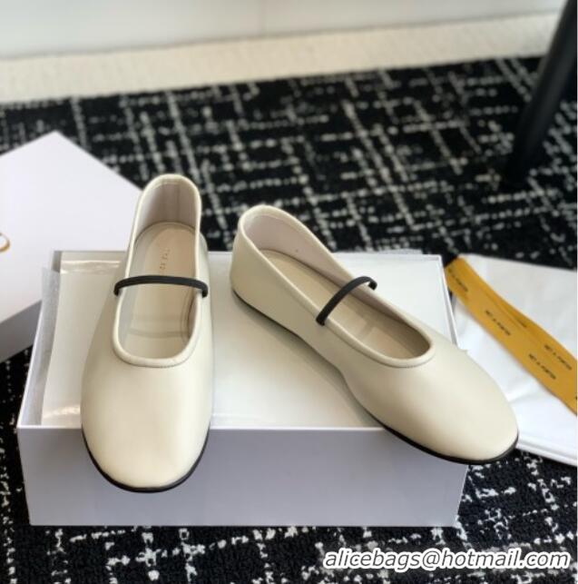 New Product The Row Elastic Ballet Slipper in Supple Calfskin TR1408 White 2025