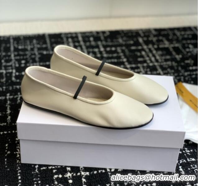 New Product The Row Elastic Ballet Slipper in Supple Calfskin TR1408 White 2025