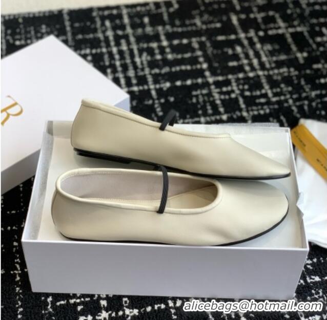 New Product The Row Elastic Ballet Slipper in Supple Calfskin TR1408 White 2025