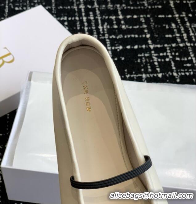 New Product The Row Elastic Ballet Slipper in Supple Calfskin TR1408 White 2025