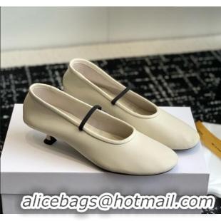 New Design The Row Elastic Pump in Supple Calfskin 3cm Heel TR1409 White 2025