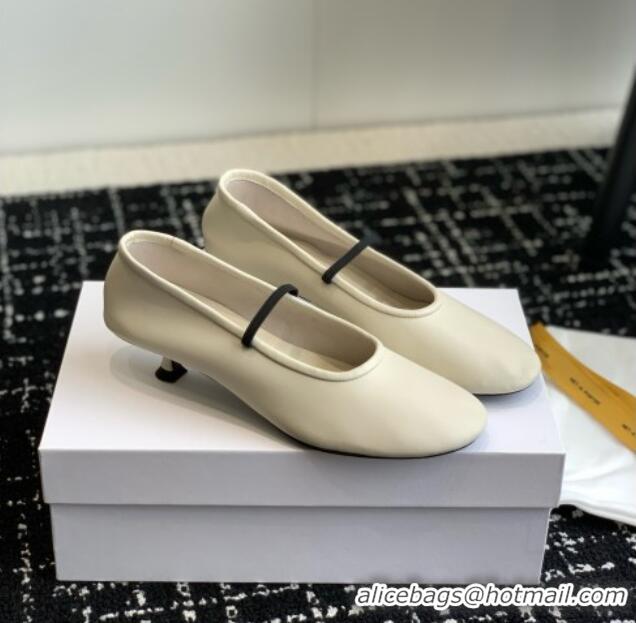 New Design The Row Elastic Pump in Supple Calfskin 3cm Heel TR1409 White 2025