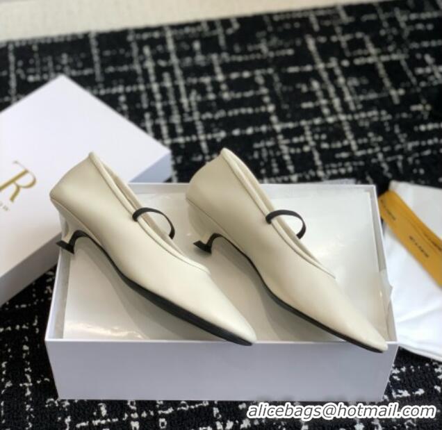 New Design The Row Elastic Pump in Supple Calfskin 3cm Heel TR1409 White 2025