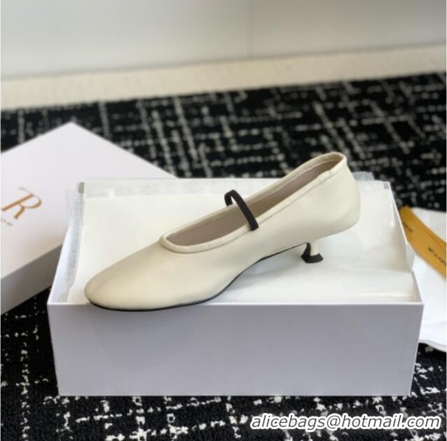 New Design The Row Elastic Pump in Supple Calfskin 3cm Heel TR1409 White 2025