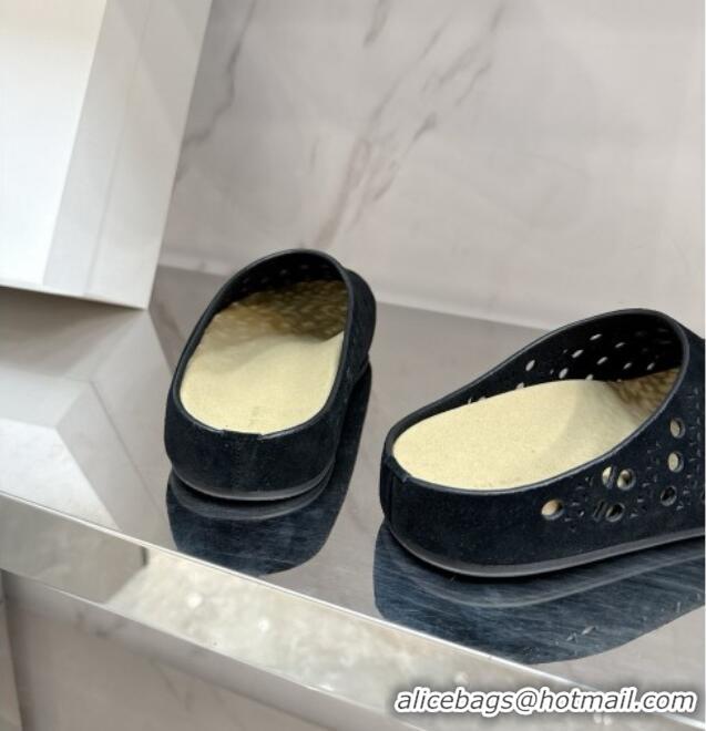 Beautiful The Row Huge Mule in Hollowed-out Suede TR051608 Black 2025