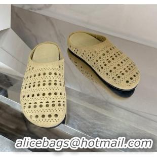 New Arrivals The Row Huge Mule in Hollowed-out Suede TR051608 Suede Beige 2025