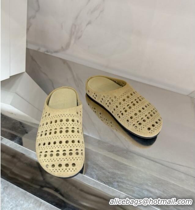New Arrivals The Row Huge Mule in Hollowed-out Suede TR051608 Suede Beige 2025