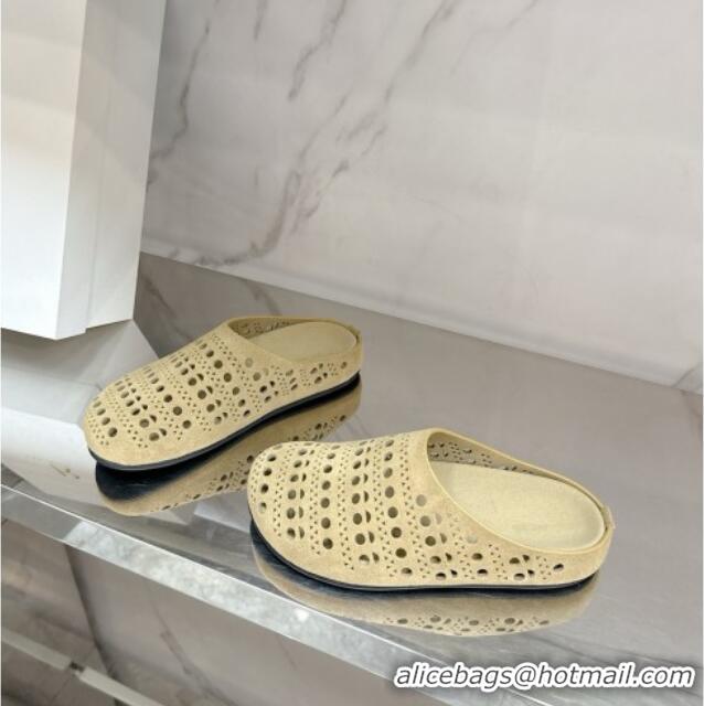 New Arrivals The Row Huge Mule in Hollowed-out Suede TR051608 Suede Beige 2025