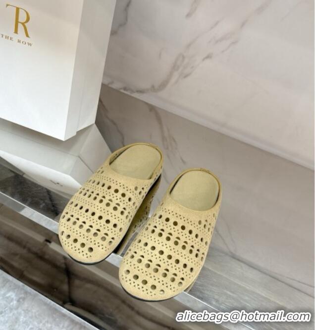 New Arrivals The Row Huge Mule in Hollowed-out Suede TR051608 Suede Beige 2025