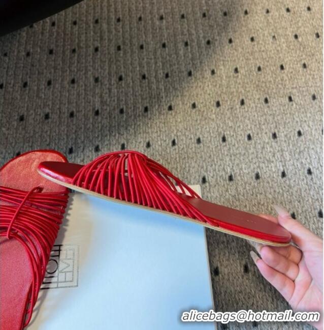 Top Quality The Row Sara Slide Sandal in Elastic and Leather TR051614 Red 2025