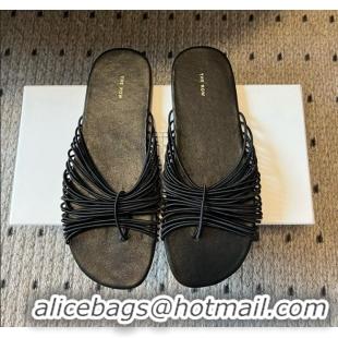 Luxury The Row Sara Slide Sandal in Elastic and Leather TR051614 Black 2025
