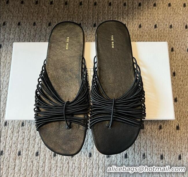 Luxury The Row Sara Slide Sandal in Elastic and Leather TR051614 Black 2025