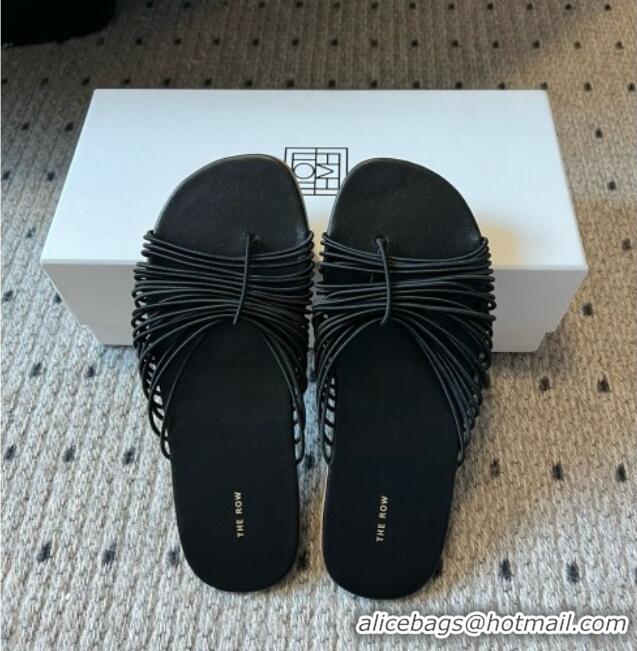 Luxury The Row Sara Slide Sandal in Elastic and Leather TR051614 Black 2025