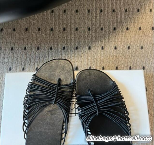 Luxury The Row Sara Slide Sandal in Elastic and Leather TR051614 Black 2025