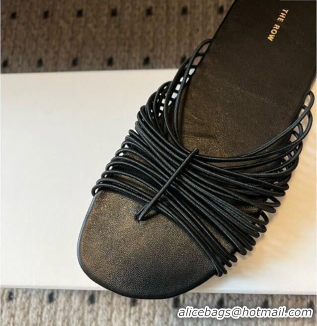 Luxury The Row Sara Slide Sandal in Elastic and Leather TR051614 Black 2025
