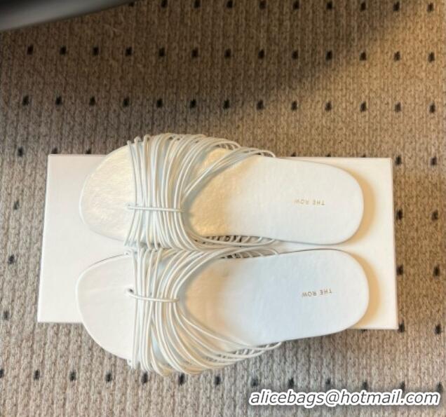 Buy Cheap The Row Sara Slide Sandal in Elastic and Leather TR051614 White 2025