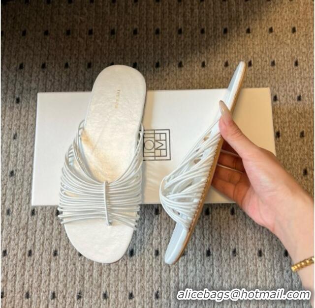 Buy Cheap The Row Sara Slide Sandal in Elastic and Leather TR051614 White 2025