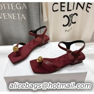 Fashion The Row Calfskin Leather Sandals TR052806 Burgundy 2025