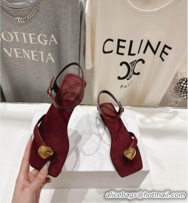 Fashion The Row Calfskin Leather Sandals TR052806 Burgundy 2025