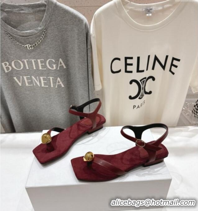 Fashion The Row Calfskin Leather Sandals TR052806 Burgundy 2025