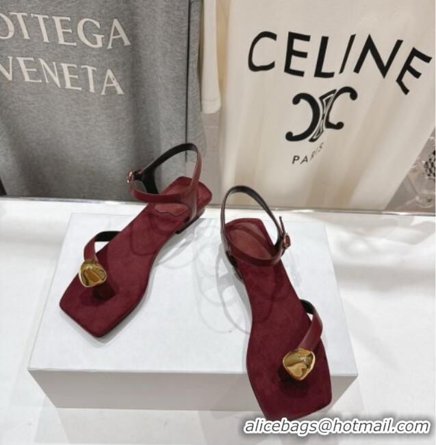 Fashion The Row Calfskin Leather Sandals TR052806 Burgundy 2025