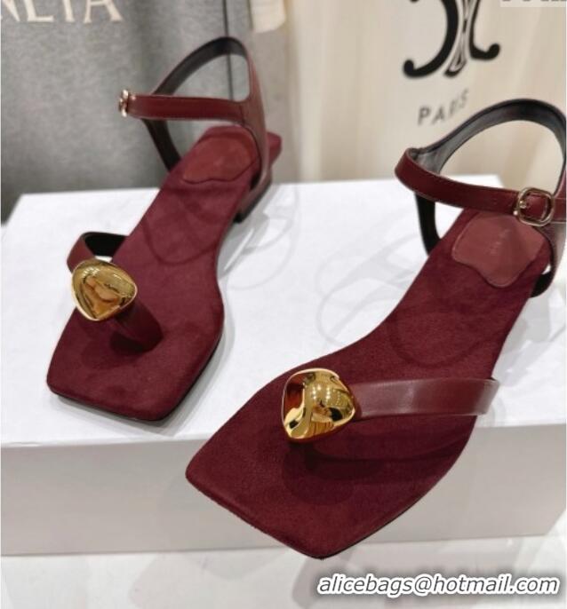 Fashion The Row Calfskin Leather Sandals TR052806 Burgundy 2025