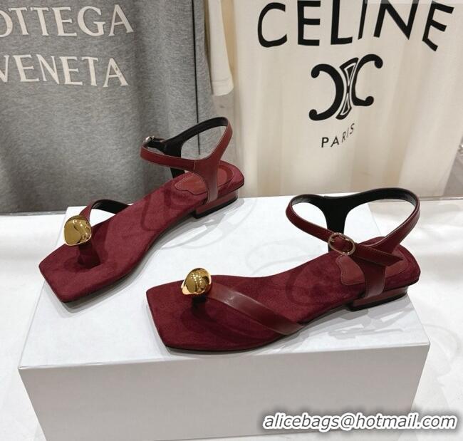 Fashion The Row Calfskin Leather Sandals TR052806 Burgundy 2025