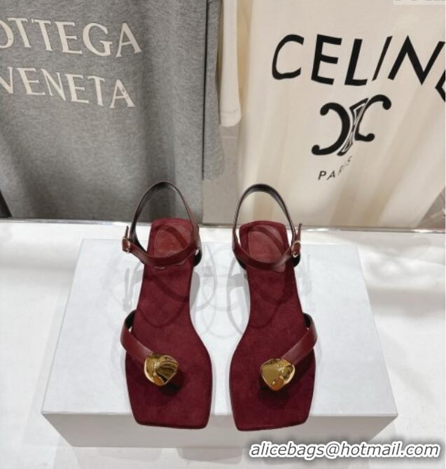 Fashion The Row Calfskin Leather Sandals TR052806 Burgundy 2025