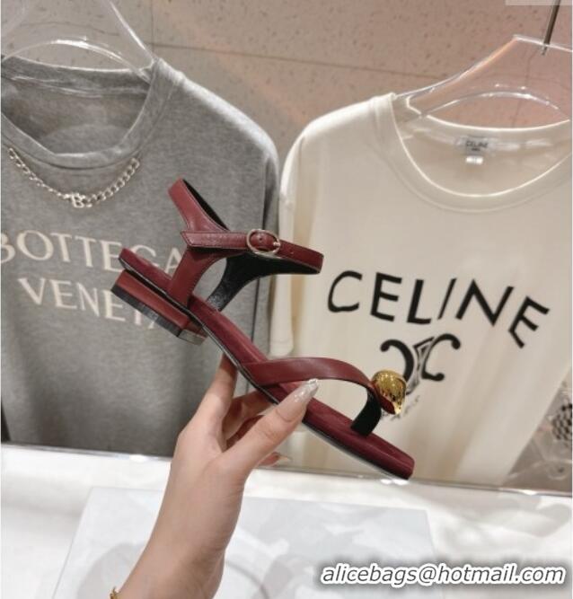 Fashion The Row Calfskin Leather Sandals TR052806 Burgundy 2025