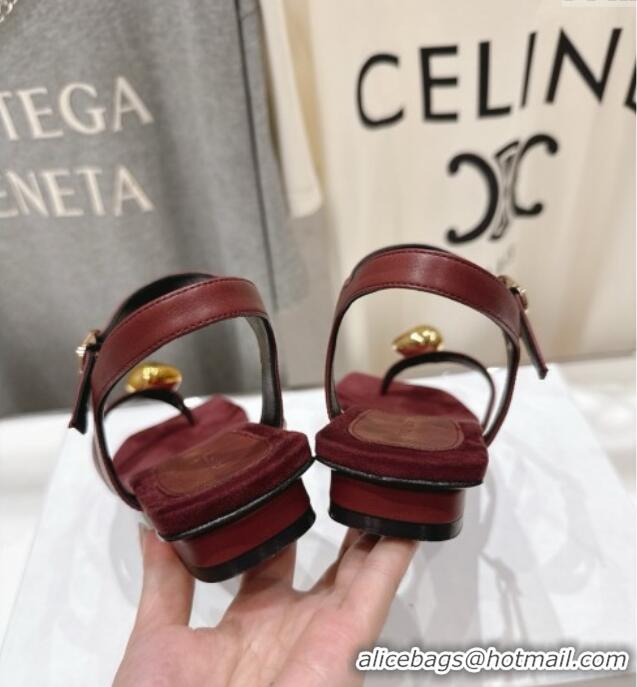 Fashion The Row Calfskin Leather Sandals TR052806 Burgundy 2025