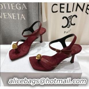 Classic The Row Calfskin Leather Sandals 7.5cm Heel TR052808 Burgundy 2025