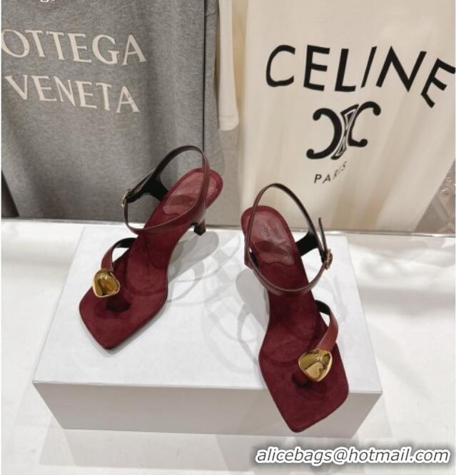 Classic The Row Calfskin Leather Sandals 7.5cm Heel TR052808 Burgundy 2025